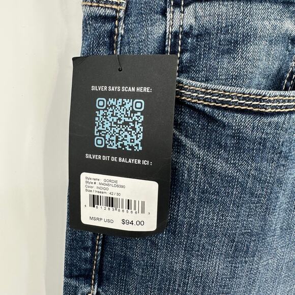 Silver Jeans Co Gordie Relaxed Fit Straight Jeans in Indigo Size 42x30 - Picture 6 of 9